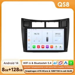 Hizpo 2Din 9inch Android Auto Car Radio for Toyota Yaris 2005 - 2012 Snapdragon 6115 GPS RDS DSP BT 4G CarPlay SWC 360°CAM