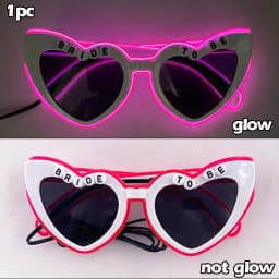 White Just Married LED Luminous Glasses Heart Shaped EL Neon Decorative Glasses Engagement Wedding Bridal Shower Props