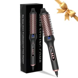 Heated Styling Brush 3-in-1 Ionic Hair Curler/Straightener with Anti-Scald Electric Curl Wand Curling Iron Hair Styling Tools