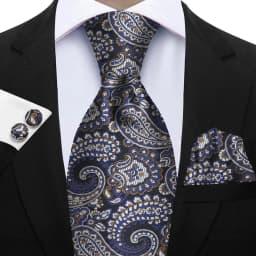 Luxury Paisley Brown Red Blue Grey Wedding Tie For Men Handky Cufflink Gift Men Necktie Fashion Designer Business Party Gift