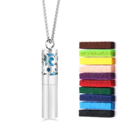 Cylindrical Aromatherapy Essential Oil Diffuser Necklace Storage Bottle Stainless Steel Pendant Fashion Perfume Lockets Jewelry