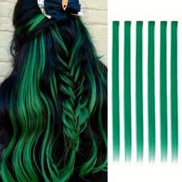 6 Pcs Clip Extensions, 24 Inch Colored Hair Extensions Party Highlights Long Straight Synthetic Hairpieces for Women Kids Girl