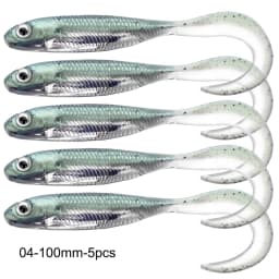 5pcs/6pcs Silicone Soft Lures 80mm 100mm Artificial Fishing Soft Lures Grub Tail Shad Swimbait Rubber Fishing Baits For Bass