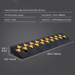 SucceBuy 1/2 Pack Rubber Curb Ramp Threshold Driveway Ramps with Stable Grid Structure for Car Wheelchairs Motorcycles Bikes