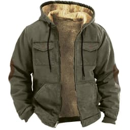Men's Winter Fleece Hoodies Solid Patchwork Fashion Hooded Windbreaker Jacket Male Loose Work Wear Clothes Sweatshirt Outwear