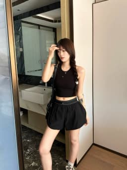 Summer Casual High Waist Wide Leg Short Pants Women's Elastic Waist Two Color Versatile Slimming Short Shorts Straight Cut
