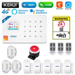 KERUI Security Alarm System Kit W184 4G WIFI GSM Alarm Wireless Home Tuya Smart APP Control Motion Sensor Burglar Support Alexa