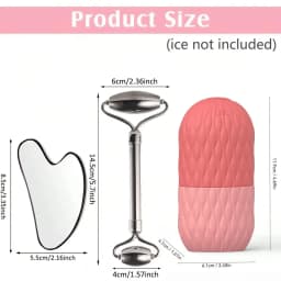 Ice Roller & Stainless Steel Gua Sha Set for Face Eye and Neck Skin Care Beauty Tools to Brighten Skin and Enhance Natural Glow