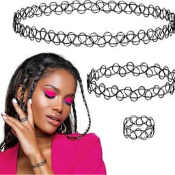 DIY 12PCS Mix Colour Vintage Hippy Stretch Tattoo Choker Necklace Elastic Chocker Necklace Fishing Line Tattoo Necklace
