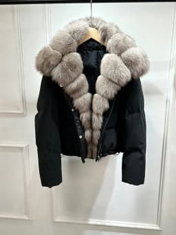 Janveny Luxury Winter 90% White Duck Down Wool Blends Jacket Women 2025 New Real Natural Fox Fur Thick Warm Puffer Down Coat