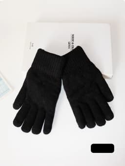 Touchscreen Gloves, Winter Thickened with Fleece, Warm and Cold-Proof, Suitable for Students Using Mobile Phones and Cycling, Knitted Wool Double-Layer Five-Finger Gloves