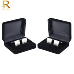 Wholeslae Men's Cufflinks Packaging Box Black Leatherette Organizer Jewelry Cuff Links Storage Case Christmas Gift Casket