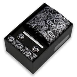 Luxury Tie Set For Men Business Gift Box Wedding Party Fashion Men Tie Set Paisley Handchief Cufflink Tie-Clip Suit Gift For Man