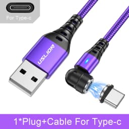 USLION 540 Rotate 3A Magnetic Cable Fast Charging Micro USB Type C Cable For iPhone Xiaomi Samsung Charger Wire Cord USB Cable