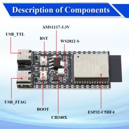 ESP32-C5 Development Board Dual-frequency 2.4G and 5GHz WiFi Module ESP32C5-DevKitC-1 N4 4MB Flash CH340 CH343 32PIN TYPE-C