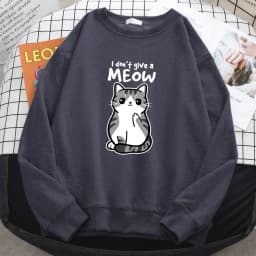 Simple Autumn Womens Sweatshirt I Don'T Give A Meow Funny Cat Cartoon Animalmale Print Hoody Fleece Pullovers Loose Warm Tops