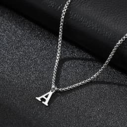Vnox Simple A-Z Letter Necklace for Men, Waterproof Stainless Steel 26 Letters Pendant Necklace,Men’s Minimal Initial Necklace
