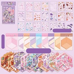 Mr. Paper 30Pcs 3D Three-Dimensional Stacking Miniature Scene stickers Scenery Sticker Book Students' Puzzle Handmade DIY Stress