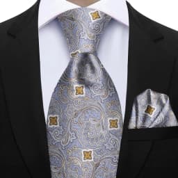 Men's 2pcs Paisley Tie Set Luxury Wedding Blue Brown Grey Necktie Handky Gift For Men Fashion Designer Business Party Tie Gift