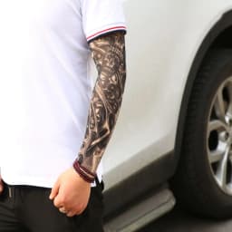 8pcs Men Long Summer Tattoo Sleeves Seamless Armguard Sun Protection Cover Outdoor Gloves Driving Ice Silk Women Arm Sleeves