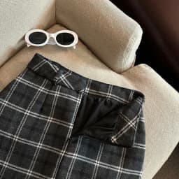 Lace Patchwork Plaid Mini Skirts Women Fall Winter High Waist No Belt Faux Wool Skirts Y2K Fashion Preppy All Match A Line Skirt