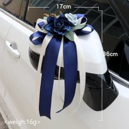 Yannew 6pcs Multi-use Wedding Car Door Handle Decoration Flowers Car Rearview Mirror Flower Just Married Auto Decor Accessories