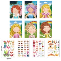 9 Styles Children Kids Make Your Own Faces Stickers Creative DIY Puzzle Games Princess Animals Dinos Girls Boys Party Favor Gift