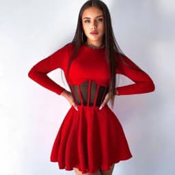 CNYISHE Women Dresses Mesh Patchwork Sheer Long Sleeve Sexy Club Fashion O Neck A-line Sheath Bodycon Female Vestidos Robes