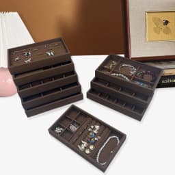 1 Pc, Walnut Wood Pattern Jewelry Box, Jewelry Tray, Suitable for Storing Necklaces, Rings, Earrings, and Ear Studs