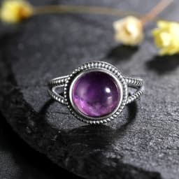 925 Silver Rings Natural Amethyst Gemstone Rings for Women Wedding Bands Anniversary Gift Fine Jewelry