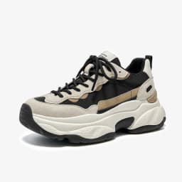 BeauToday Platform Sneakers Women Suede Leather Patchwork Fabric Round Toe Mixed Color Lace-Up Chunky Sole Ladies Trainers 29430