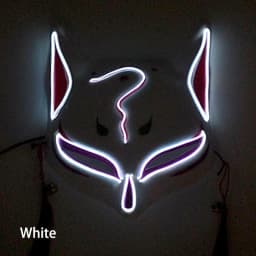 Holiday Light Up Neon Half Face Mask Flashing in Dark Fox Mask Halloween LED Luminous Fox Mask for Women Girl Cosplay Props