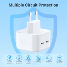 For Apple Original PD 35W Dual Type C Charger For iPhone 17 Air 13 12 11 14 15 16 Pro Max Plus iPad Charger Fast Charging Cable