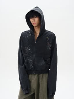 Cardigans Spring and Autumn American Hot Diamond Cardigan Pull-up Gum Hoodie Men's Fashion Brand High-end Feeling Ruan Shua...