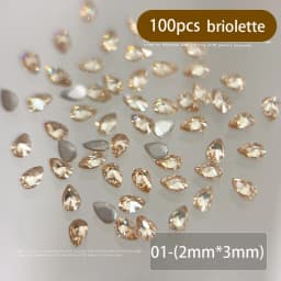 100pcs White/Pink/champagne Gold Mini Rhinestones Zircon Flash Inverted Flat Bottom Luxury Nail Accessories Water Drop/Heart Gem