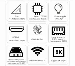 SZBOX MINI PC Windows 11 Pro Ryzen 7 5800H/5825U/4800H/Ryzen 3 7330U MINI PC DDR4 M.2 SSD WIFI6 BT5.2 Desktop MINI PC