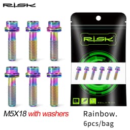 6pcs/bag RISK Bike Stem Bolts Bicycle Handlebar Fixing Screws Titanium Alloy M5x16 M5x18 M5X20 Hex Socket Head