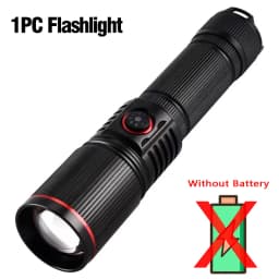 Aluminum Alloy White Laser Powerful LEP Flashlight 18650 or 21700 Battery Zoom Torch Light Lamp with Tail Rope Power Indicator
