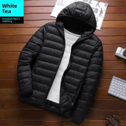 Men's Winter Lightweight down Cotton Jacket Short Casual Stand Collar Warm Top Dad's Cotton Coat Outerwear Slim Fit Style