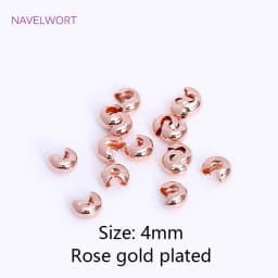 18K Gold Plated Open Crimp Beads Covers Brass Stripe Crimp End Beads Stopper DIY Handmade Crafts Accessories For Jewelry