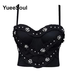 Black Y2K Tops White Rhinestone Sequins Tassel Slim Crop Top New Gothic Party Club Wedding High Street Sexy Corset Top Camis