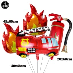 Jumbo Fireman Sam Balloons Fire Truck Foil Ballons Firefighter Themed Birthday Party Decortions Baby Shower Fire Engine Ballons
