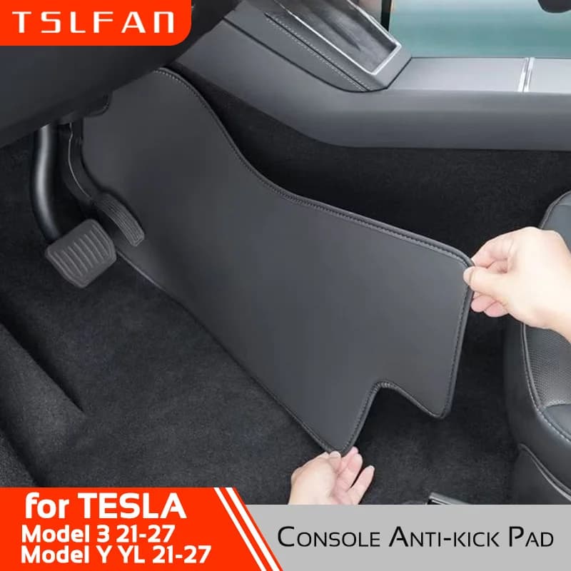 For Tesla Model 3 Y YL 2021-2027 LHD Center Console Two Side Anti Kick Pad Protector PU Leather Sticker Cover Car Accessories