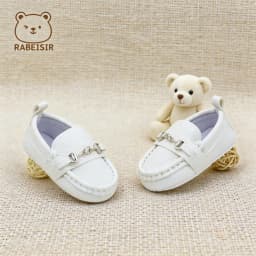 0-18 Months Baby Loafers with Metal Chain Decoration, Slip-On Soft-Soled Toddler Shoes for Boys and Girls
