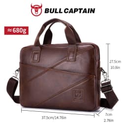 BULLCAPTAIN Men's Leather Briefcase With Large Capacity Multifunctional Handbag Business Bag For Computer Men's Satchel Bag