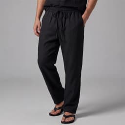 Men's Cotton Linen Suit Pants Elastic Waist Solid Color Breathable Lightweight Old Money Casual Business Straight Leg Pants
