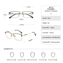 CLLOIO Ultralight Business Men Glasses Reading Glasses Anti Blue Light Myopia Prescription Glasses Hyperopia Optical Eyeglasses