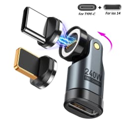 AUFU 240W Magnetic Type-c OTG Adapter 9Pin USB C to Type C 5A Fast Charging USB C Female OTG Converter for iPhon Macbook Samsung