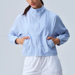 Women's Athletic Workout Running Track Full Zip Cropped Jackets UPF 50+ Sun Protection Long Sleeve Workout Shirts Yoga Gym Top