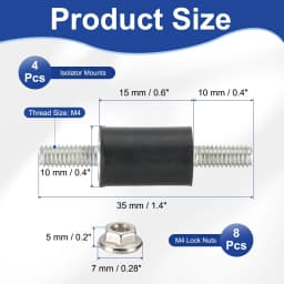 4/8Pcs M3 M4 M5 M6 Rubber Isolator Mounts Rubber Studs Shock Absorber Anti-Vibration Isolation Damping Mounts with Lock Nuts